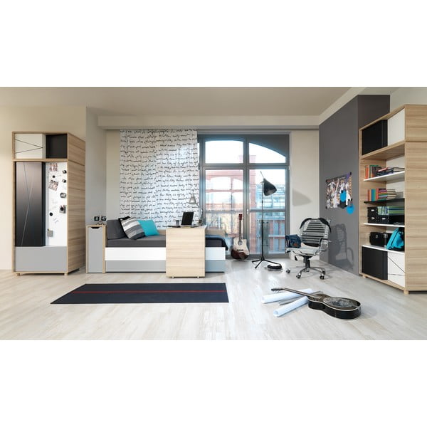 Skříňka se šedými dvířky k jednolůžkové posteli Vox Evolve-image-1