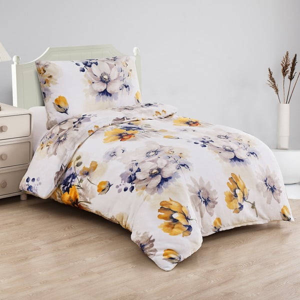 Valge üheinimese mikrofliisist voodipesu 140x200 cm Blossom – My House