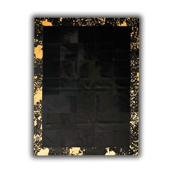 Kožený koberec s detaily ve zlaté barvě Pipsa Dicecio, 180 x 120 cm