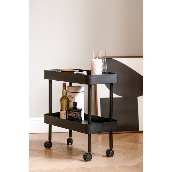 Must metallist mobiilne riiul 60x62x30 cm Nolle - noo.ma-image-3
