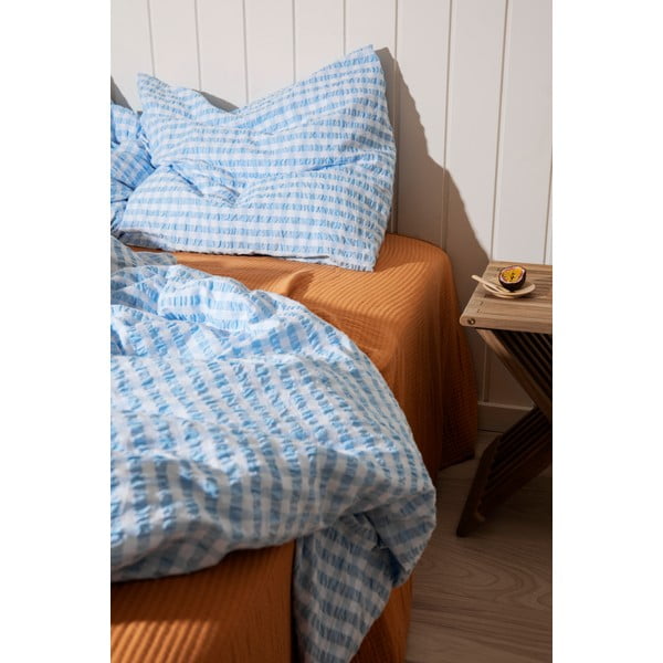 Valge ja helesinine krepp voodipesu üheinimesevoodile 140x200 cm Bæk&Bølge - JUNA-image-4