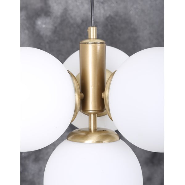 Valge-kuldne klaasist varjuga rippvalgusti ø 15 cm Hector – Squid Lighting-image-3