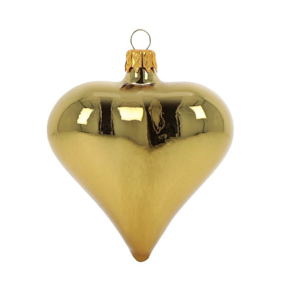 3 klaasist südamekujulise jõulukaunistuse komplekt kuldses toonis - Ego Dekor