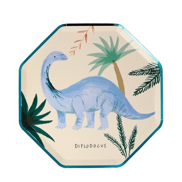 Ühekordsed paberist lauamatid 8tk komplektis Dinosaur Kingdom - Meri Meri-image-1