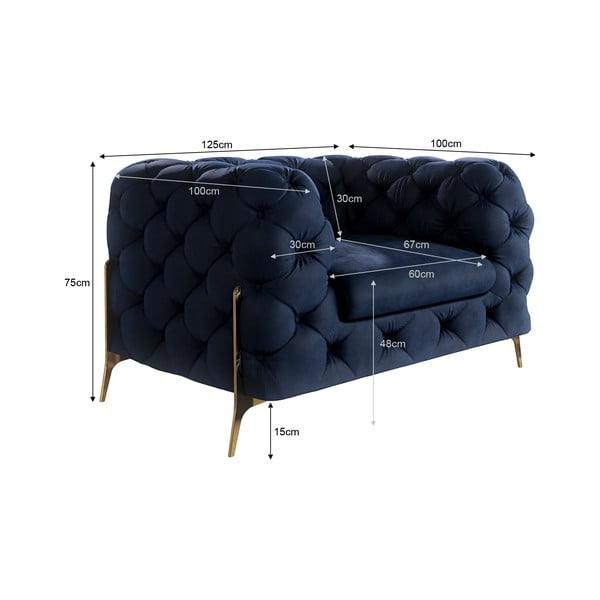 Tumesinine sametist tugitool Chelsea Bis – Ropez-image-4