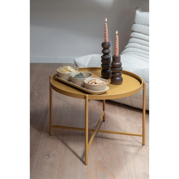 Kollane metallist ümmargune diivanilaud ø 50 cm Meseta – Leitmotiv-image-1