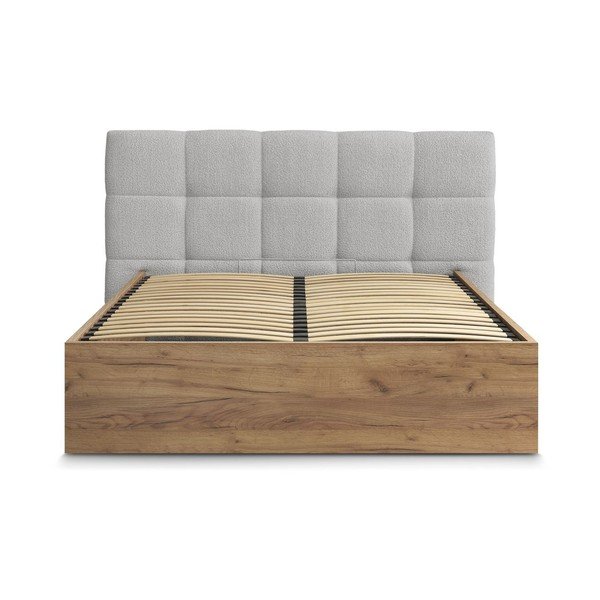 Hall polsterdatud/puitlaastplaadist kaheinimesevoodi panipaigaga ja liistudest raamiga 180x200 cm Kumo - Bobochic Paris