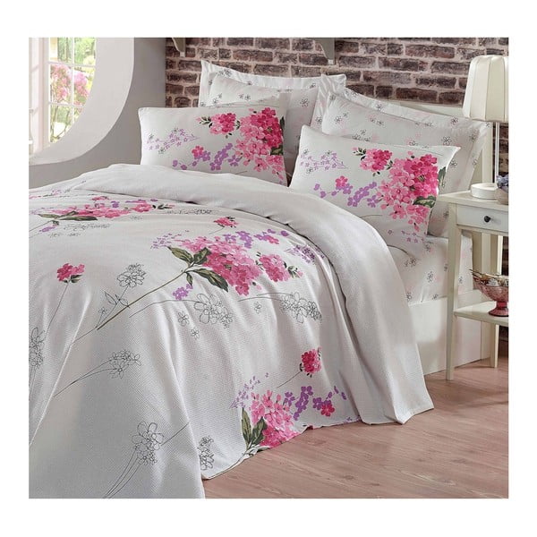 Růžový lehký přehoz přes postel Sumbul, 200 x 235 cm