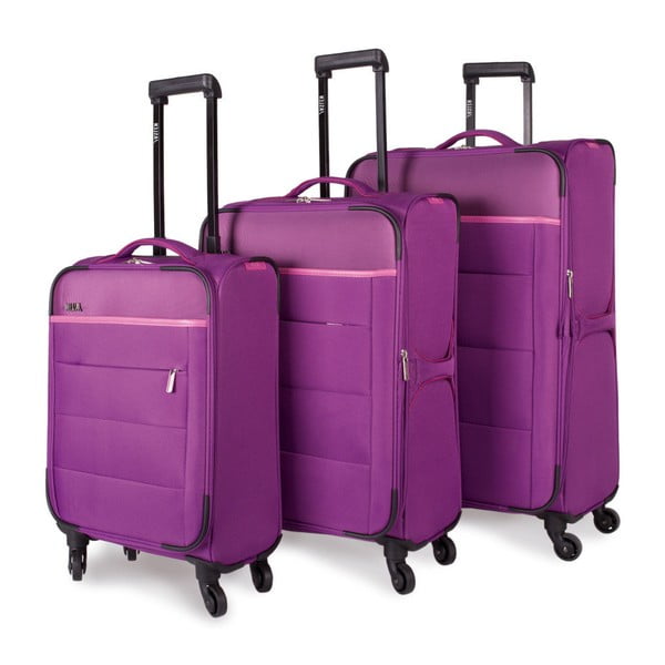 Sada 3 fialových cestovních kufrů na kolečkách Arsamar Davis