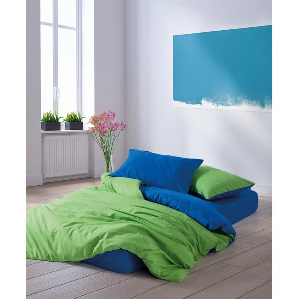 Roheline-sinine Renforcé puuvillast 4-osaline pikendatud voodipesu komplekt 200x220 cm Sage - Mijolnir-image-4