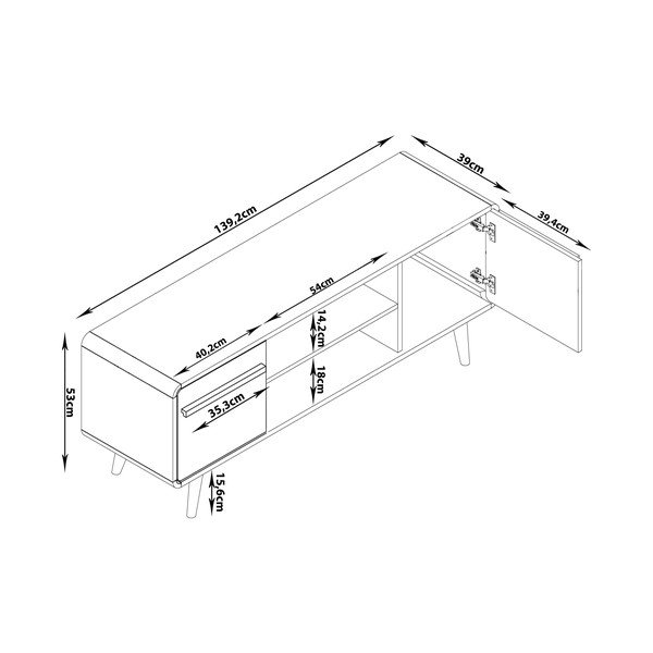 Must telerilaud tammepuust 140x53 cm Chantal - Støraa-image-4