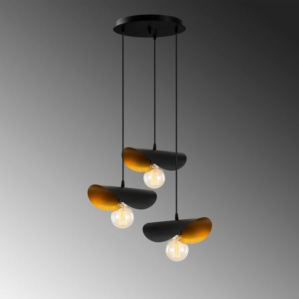Must-kuldne rippvalgusti metallist varjuga ø 45 cm Sivani - Opviq lights-image-2