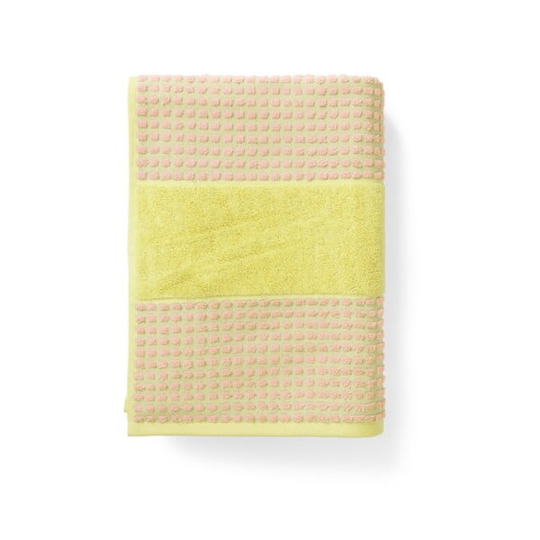 Kollane/roosa orgaanilisest puuvillast froteerätik 50x100 cm Check - JUNA