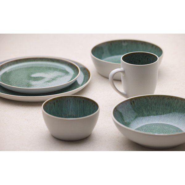 Valge/roheline kivikeraamikast kauss 850 ml White/Green - Bitz-image-1