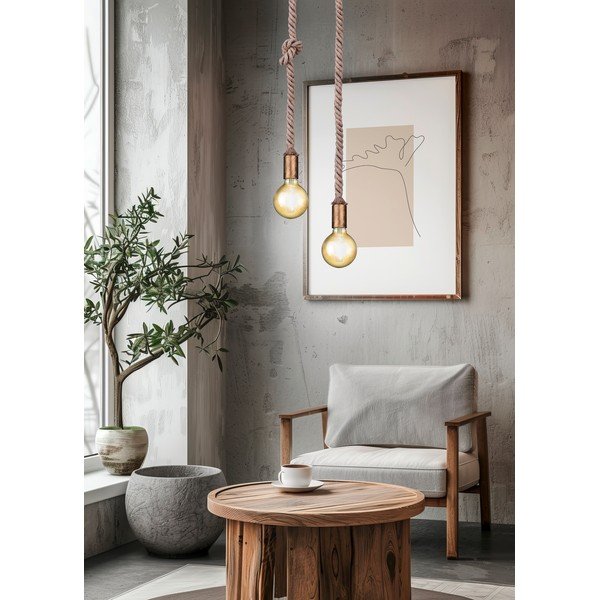 Messingivärvi rippvalgusti ø 12 cm Rope - Trio-image-1