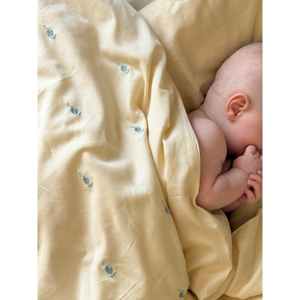 Helekollane orgaanilisest puuvillast beebide voodipesu 70x100 cm Sea Garden - Cam Cam Copenhagen-image-3