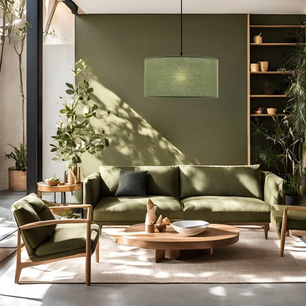 Roheline rippvalgusti tekstiilist varjuga ø 40 cm Shanti - Candellux Lighting-image-1