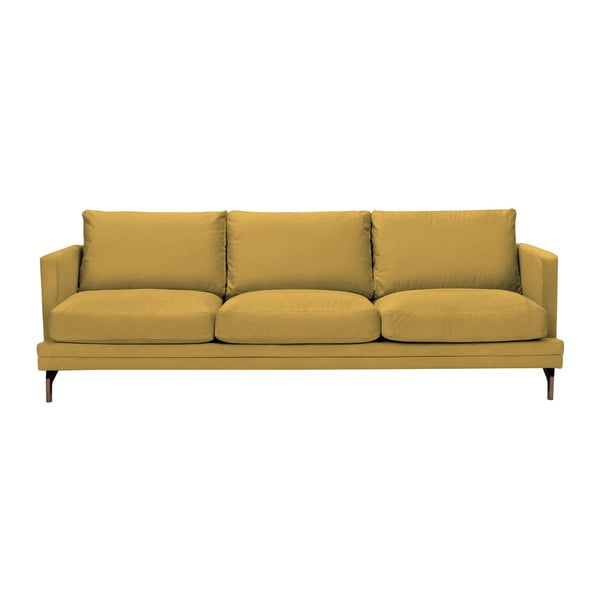 Žlutá trojmístná pohovka s podnožím ve zlaté barvě Windsor & Co Sofas Jupiter