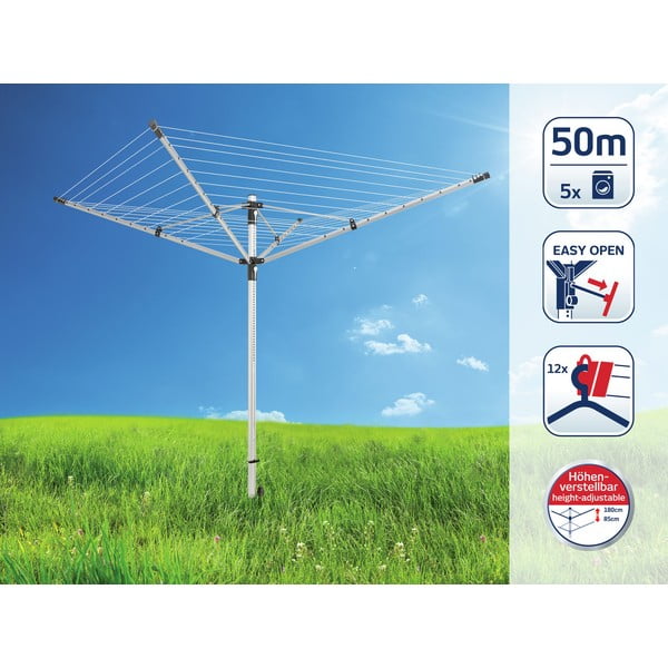 Hõbedane aia kuivatusrest 50 m LinoLift 500 - LEIFHEIT-image-1