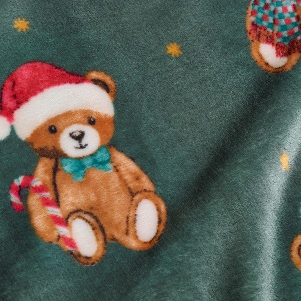 Tumeroheline jõulumotiiviga tekk 170x130 cm Christmas Tartan Teddy Bear - Catherine Lansfield-image-3