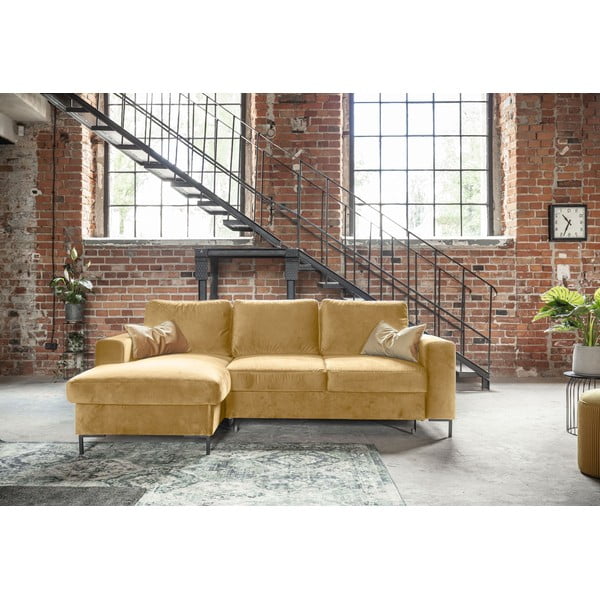 Sinepikollane sametne nurgadiivan , vasakpoolne nurk Lofty Lilly - Miuform-image-1