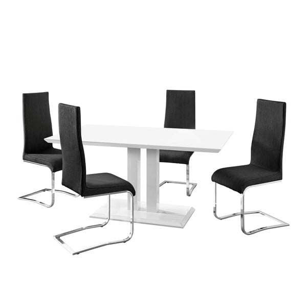 Sada jídelního stolu a 4 černých židlí Støraa Mai