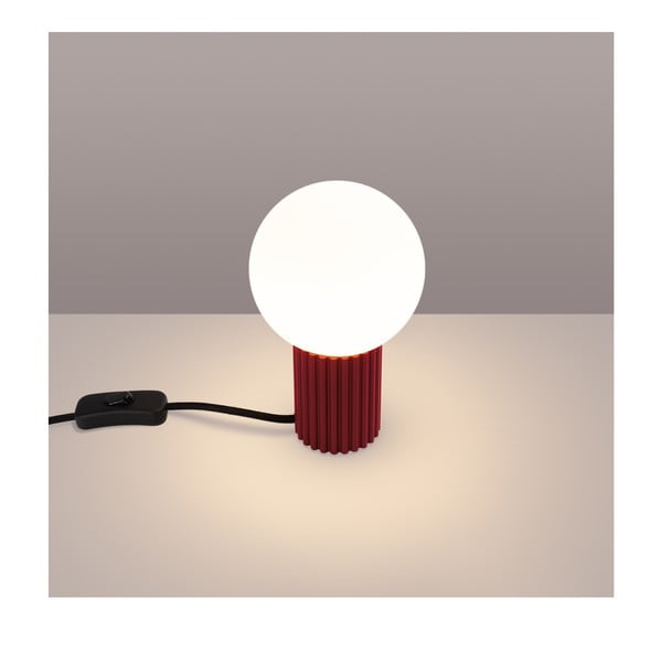 Burgundiapunane lauavalgusti klaasist varjuga (kõrgus 19 cm) Orbital - Sollux-image-1