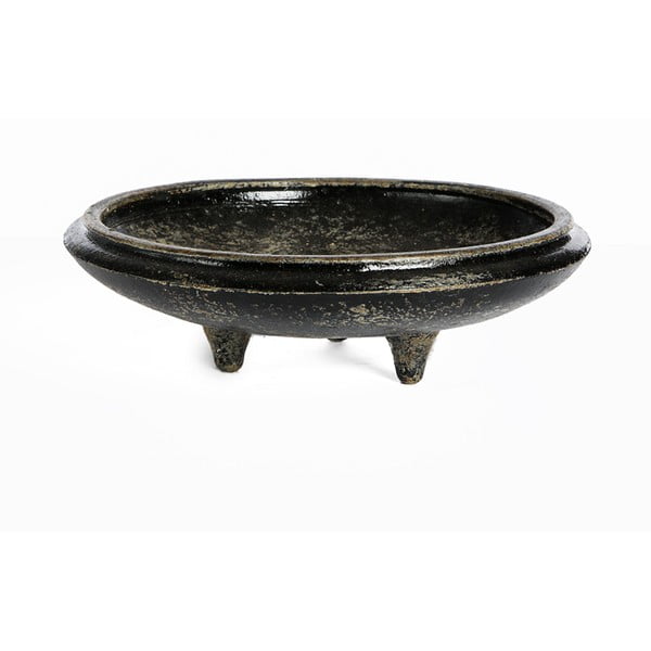 Černý keramický dekorativní servírovací talíř Simla, ⌀ 27 cm