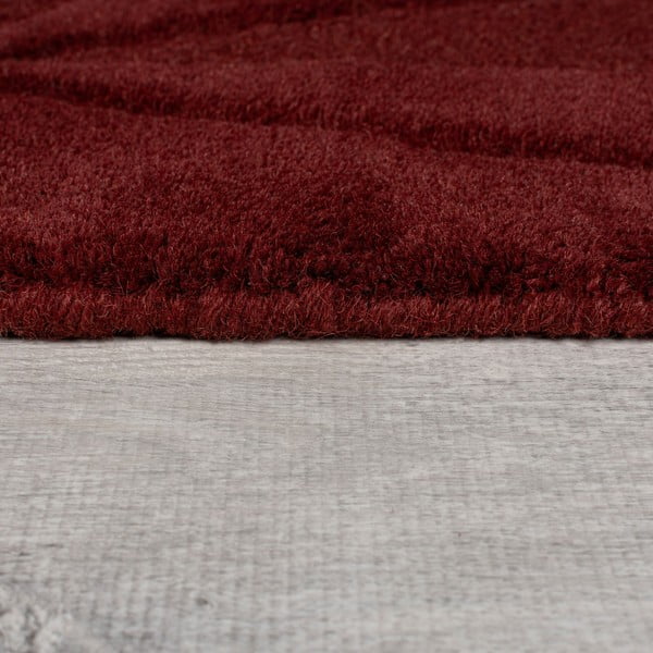 Burgundiapunane käsitsi kootud villane vaip 160x230 cm Shard Red - Flair Rugs-image-4