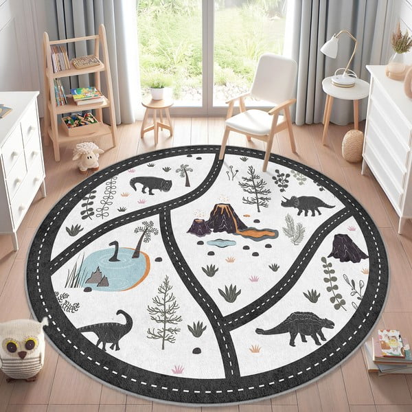 Must-valge pestav laste mänguvaip ø120 cm Dino Park - Mila Home-image-1