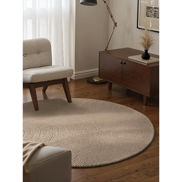 Beež käsitsi kootud ümmargune villane vaip ø 120 cm Eleni Light Beige - Hanse Home-image-1