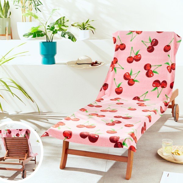 Roosa puuvillane rätik 78x200 cm Cherries - Catherine Lansfield-image-4