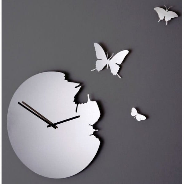 Designové hodiny Butterfly Super Mirror, 48 cm