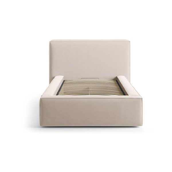 Beež polsterdatud üheinimesevoodi koos panipaiga ja voodipõhjaga 90x200 cm Jodie - Micadoni-image-3