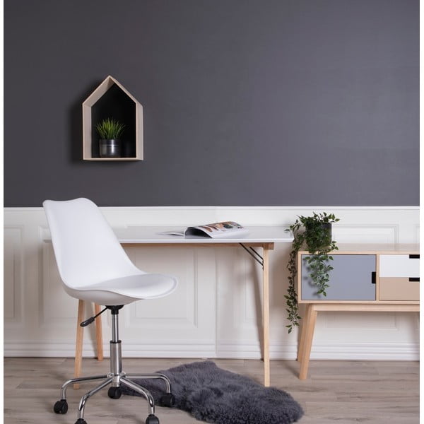 Valge laud pruunide jalgadega Kirjutuslaud, pikkus 120 cm Vojens - Bonami Essentials-image-1