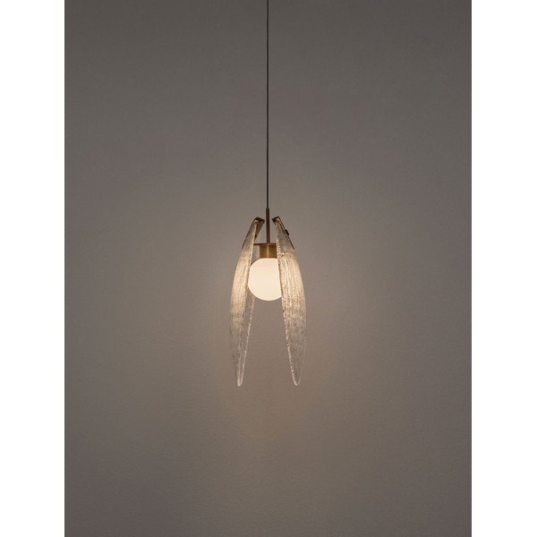 Messingivärvi terasest LED-ripplamp klaasist varjuga Shelina - Nova Luce-image-4