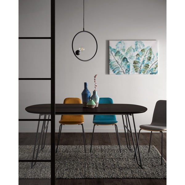 Tumepruun pikendatav tuhapuidu dekooriga söögilaud 100x170 cm Norfort – Kave Home-image-1