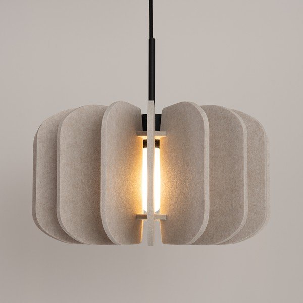 Beež metallist ripplamp tekstiilist varjuga, ø 45 cm Elom - Sollux-image-2