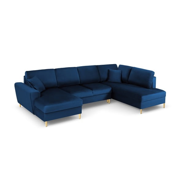 Sinine sametist panipaigaga nurgadiivanvoodi (parem nurk/"U"-kujuline) Kyoto - Cosmopolitan Design-image-1