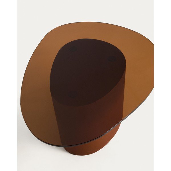 Pruun kohvilaud klaasist pealispinnaga 74x81,5 cm Olir - Kave Home-image-4
