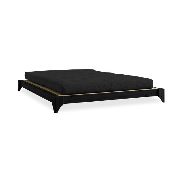 Dvoulůžková postel z borovicového dřeva s matrací a tatami Karup Design Elan Double Latex Black/Black, 140 x 200 cm