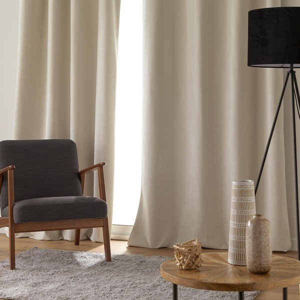 Beež sametkardin 140x260 cm Olympe - douceur d'intérieur-image-1