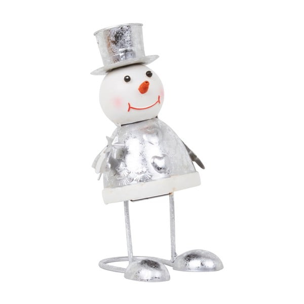 Dekorace Archipelago Silver Bouncing Top Hat Snowman, 22 cm
