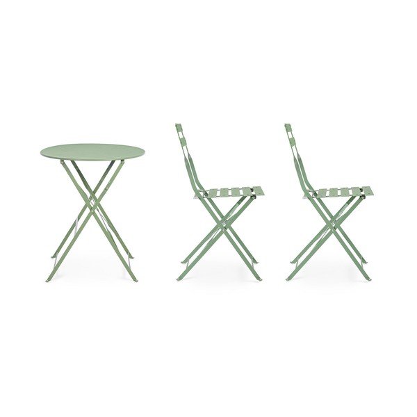 Salveirohelise terasest aia söögimööbli komplekt kahele Austin - Bizzotto-image-3