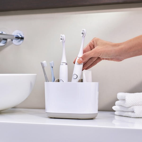 Valge plastikust tass hambaharjade jaoks Duo - Joseph Joseph-image-1
