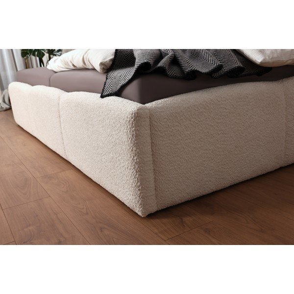 Elevandiluu värvi polsterdatud kaheinimesevoodi ilma liistudest raamita 200x240 cm Merida - Meise Möbel-image-3