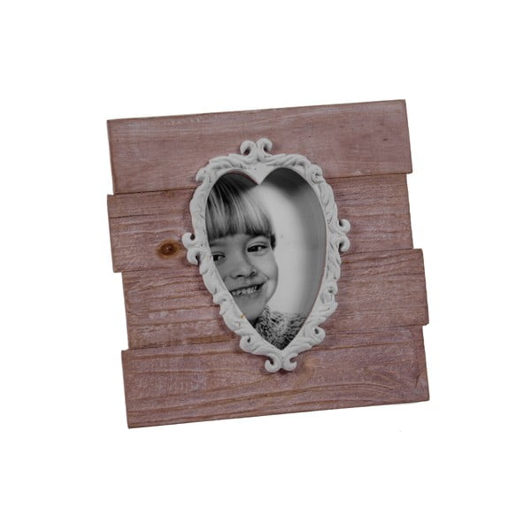 Dřevěný fotorám ve tvaru srdce Ego Dekor, 22 x 22 cm
