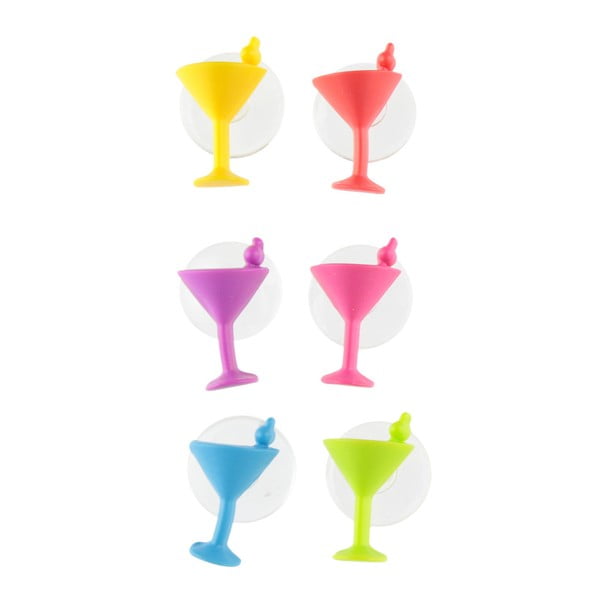 Sada 6 přísavkových rozlišovačů na koktejly Le Studio Cocktail Glass Markers