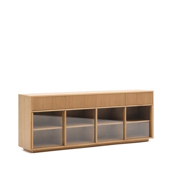 Tammespoonist lükandustega vitriinkapp 200x80x40 cm Helvine - Kave Home-image-2