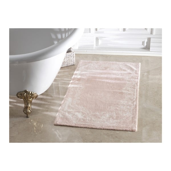 Pudrově růžová koupelnová předložka ze 100% bavlny Madame Coco Lucy, 70 x 120 cm